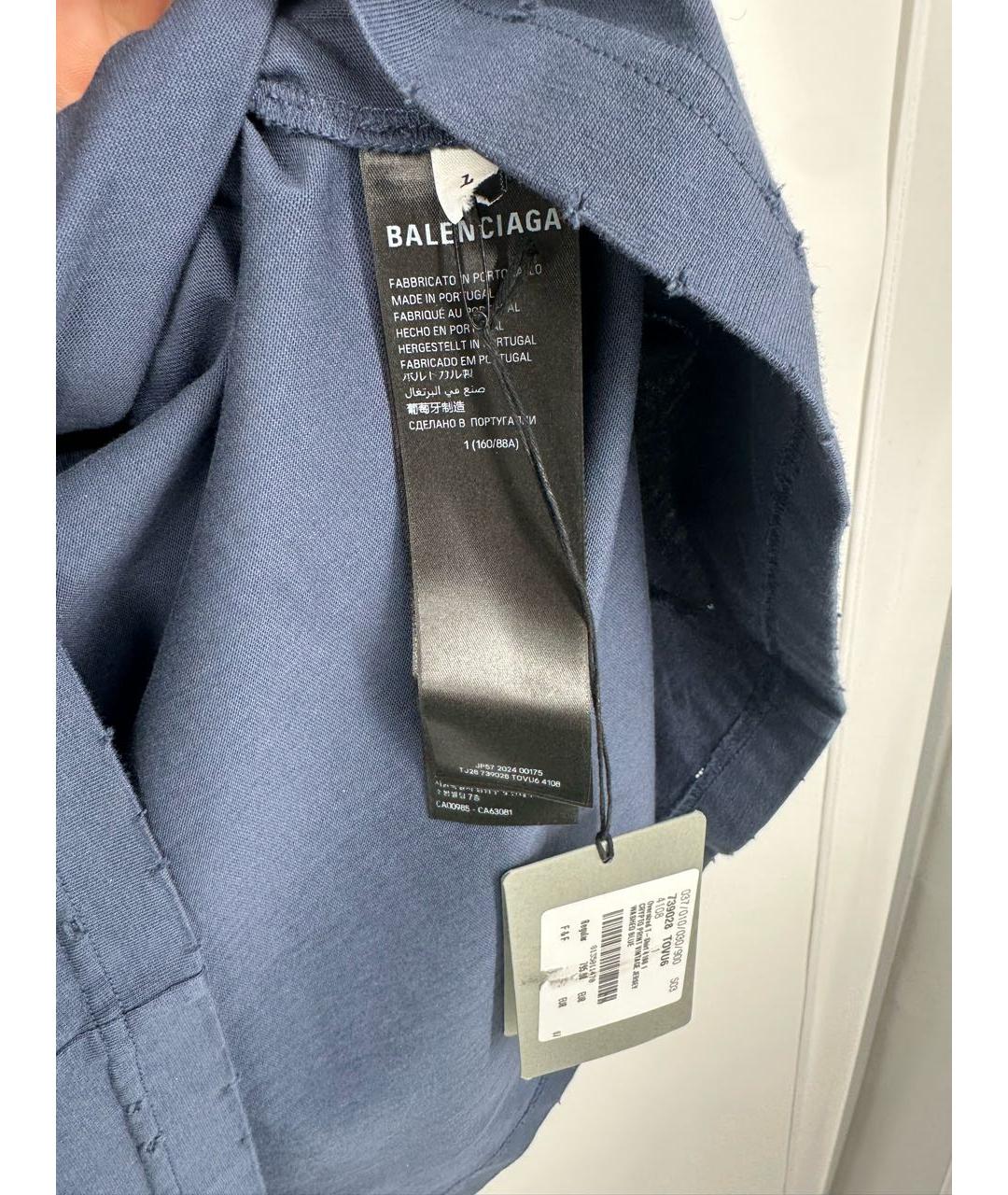 BALENCIAGA Темно-синяя хлопковая майка, фото 5