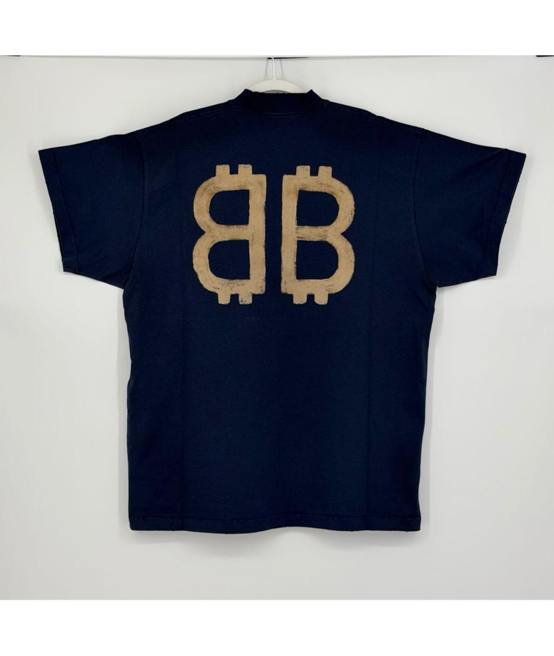 BALENCIAGA Темно-синяя хлопковая майка, фото 7