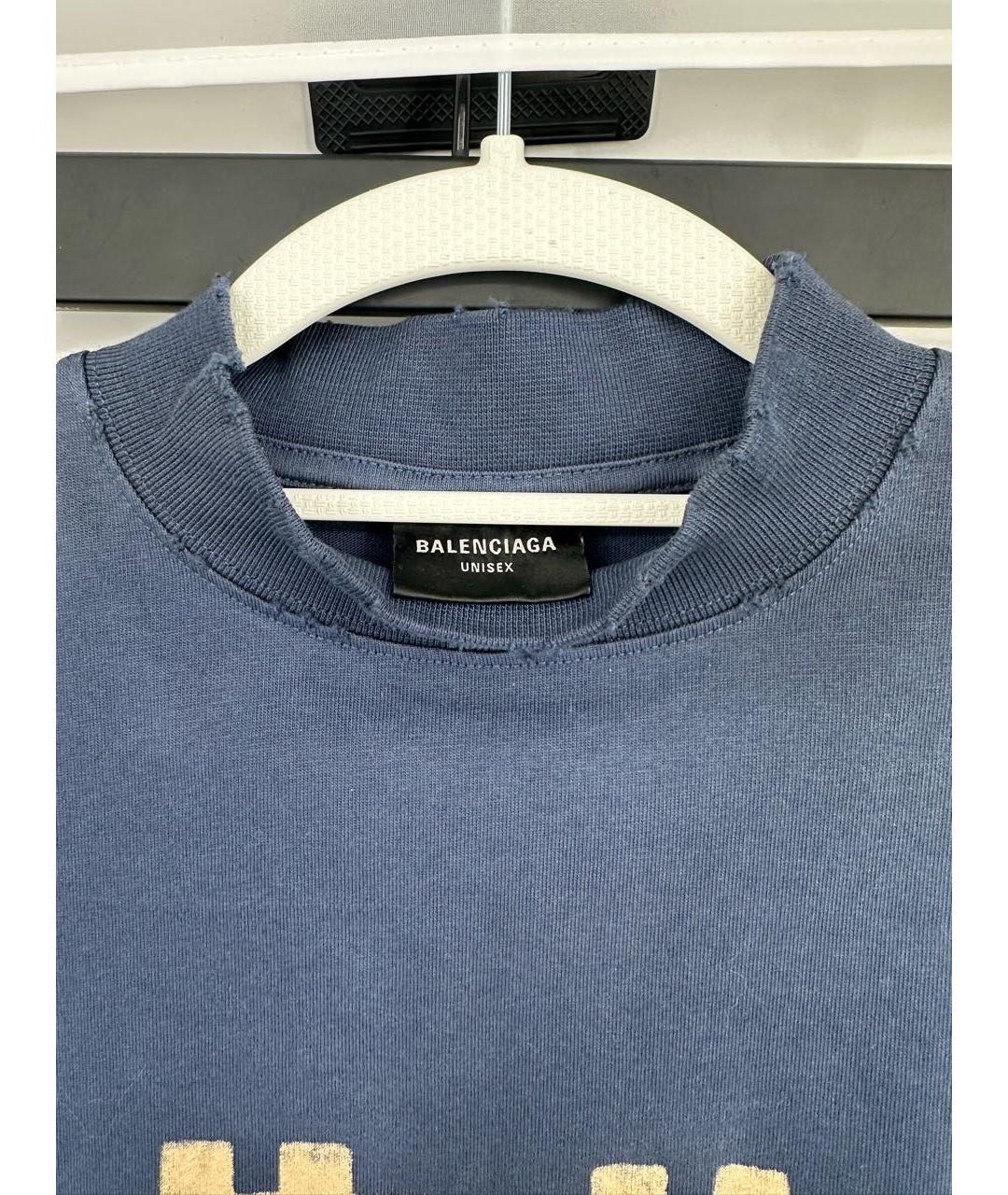 BALENCIAGA Темно-синяя хлопковая майка, фото 4