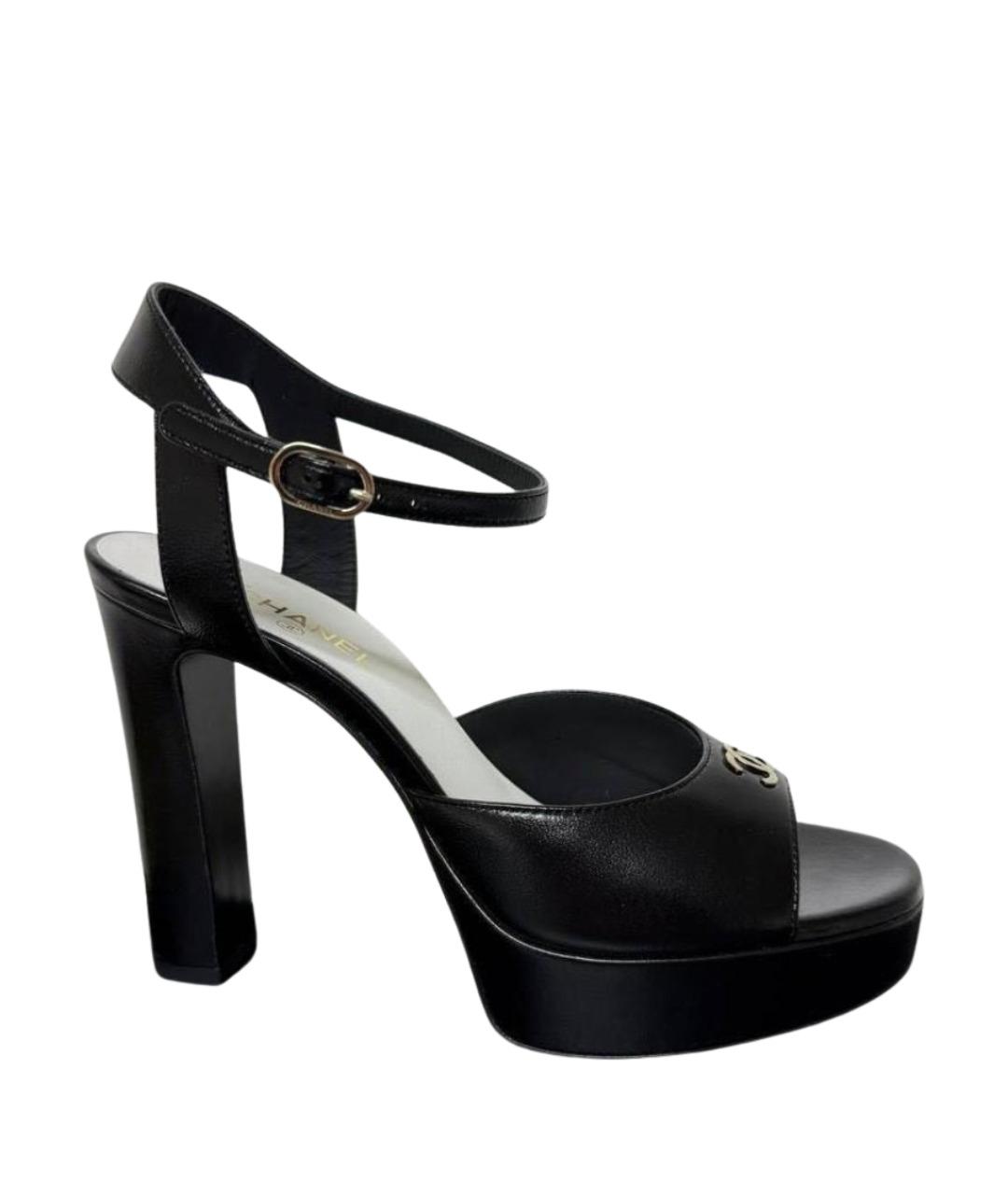 CHANEL Черные кожаные босоножки, фото 1