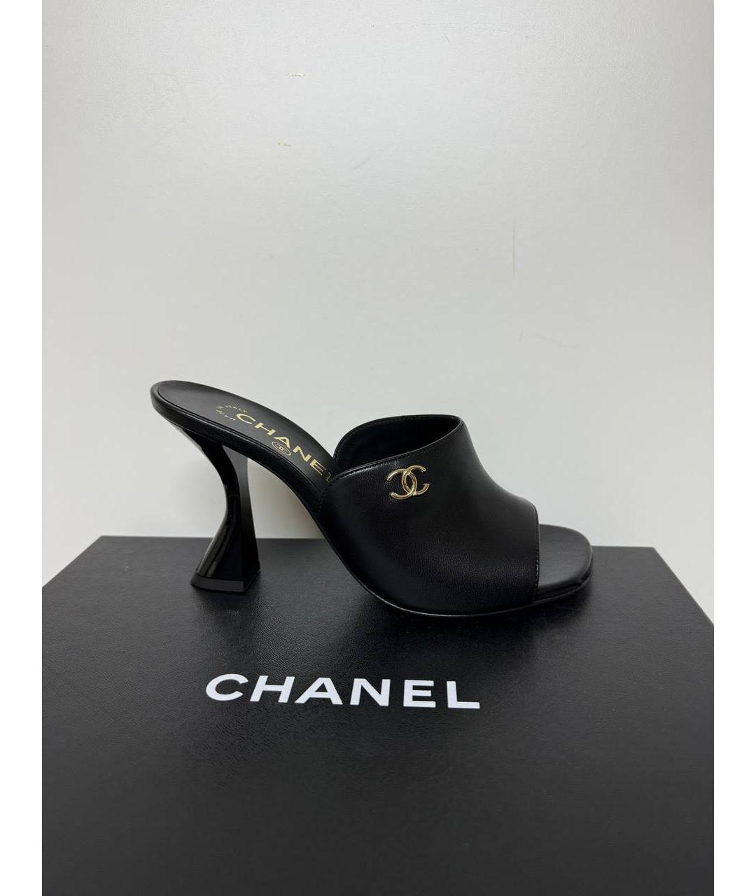 CHANEL Черные кожаные мюли, фото 8