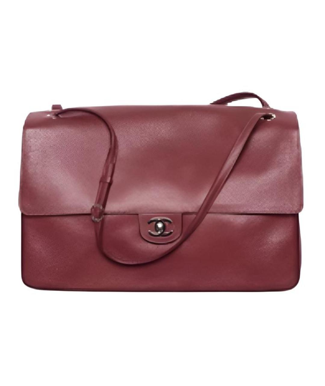 CHANEL Бордовая кожаная сумка через плечо, фото 2