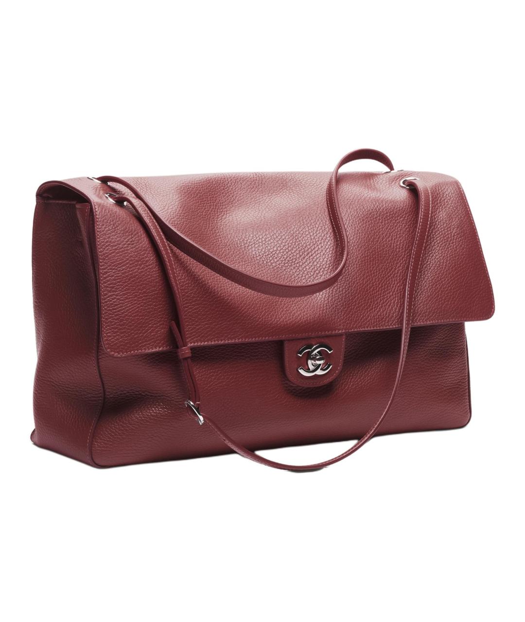 CHANEL Бордовая кожаная сумка через плечо, фото 3