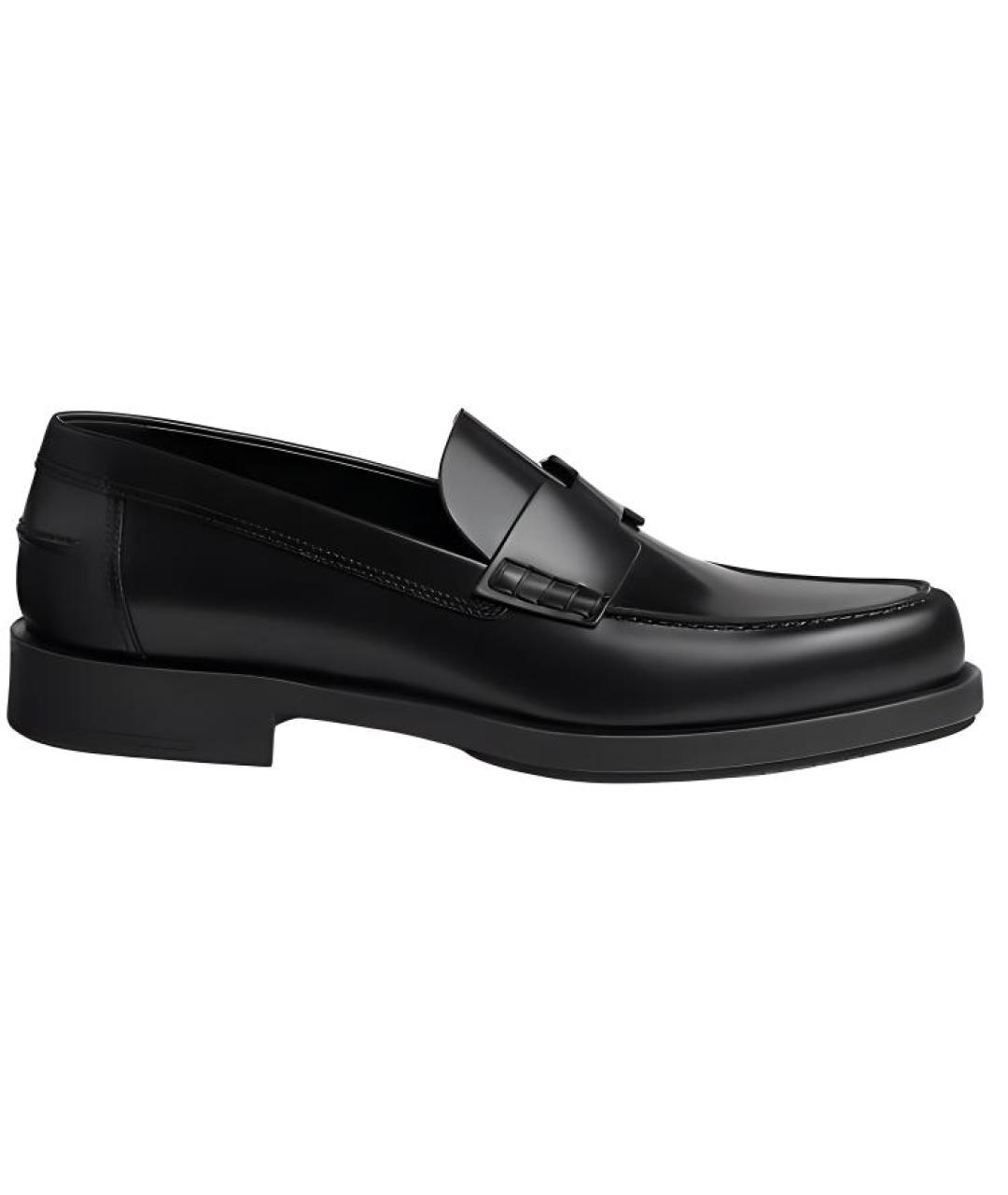 HERMES Черные кожаные лоферы, фото 1