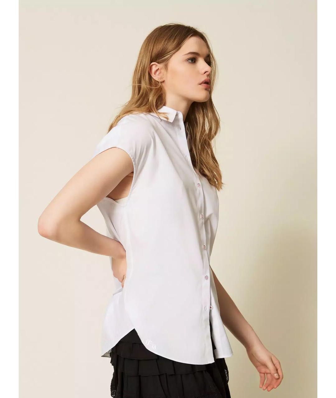 TWIN-SET Белая хлопковая рубашка, фото 5