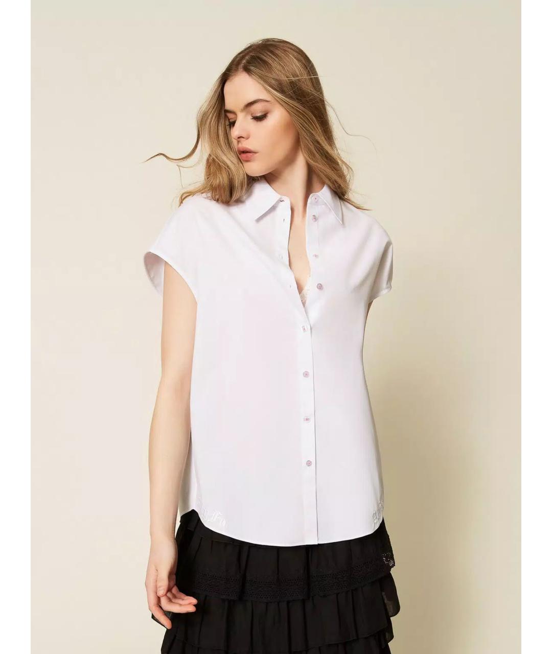 TWIN-SET Белая хлопковая рубашка, фото 3
