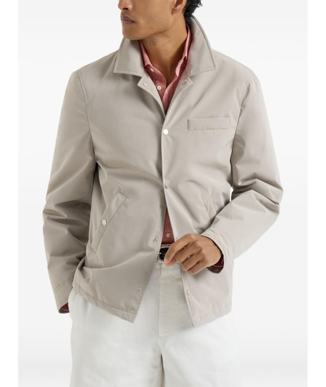 BRUNELLO CUCINELLI Бежевая полиэстеровая куртка, фото 2