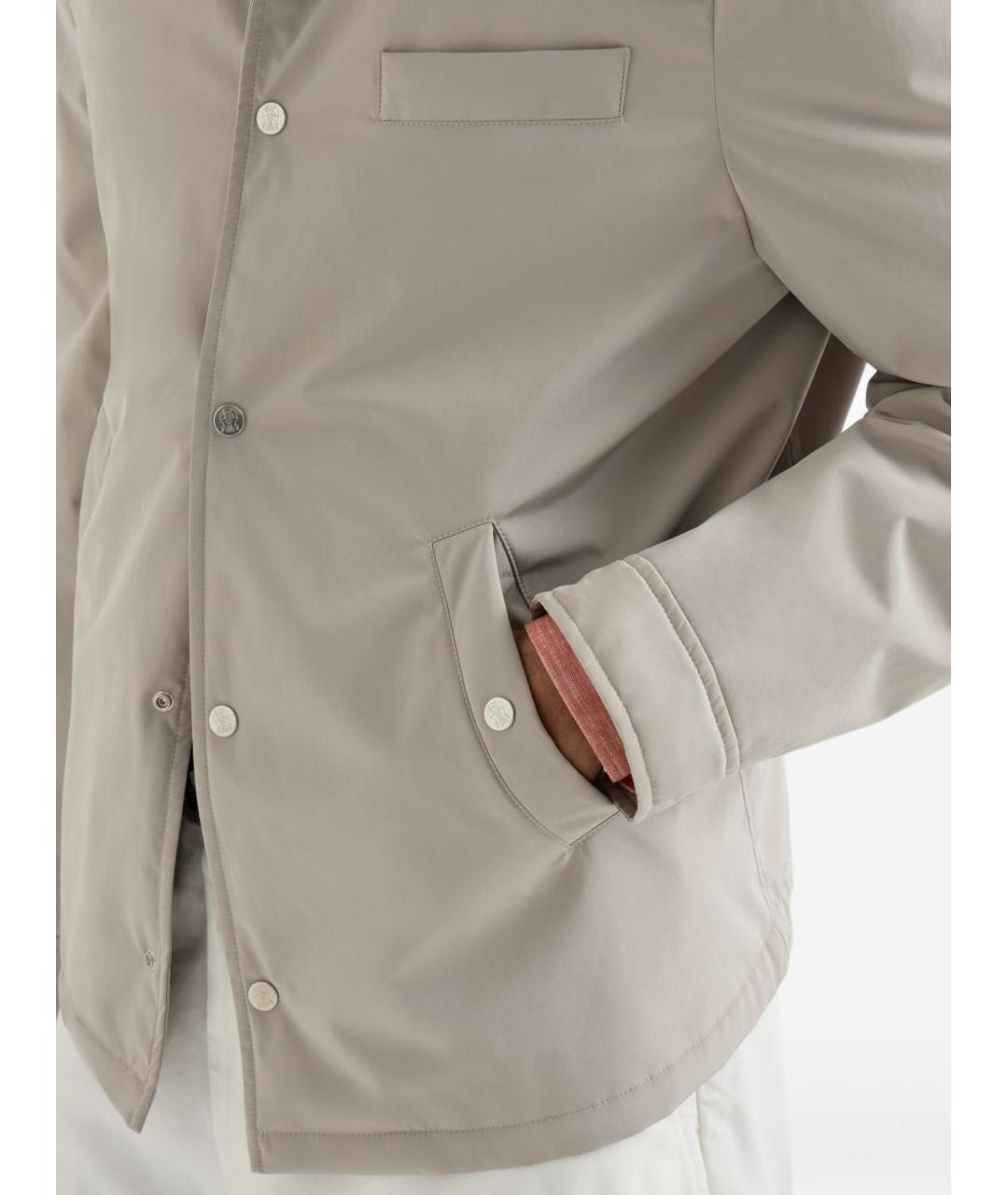 BRUNELLO CUCINELLI Бежевая полиэстеровая куртка, фото 4