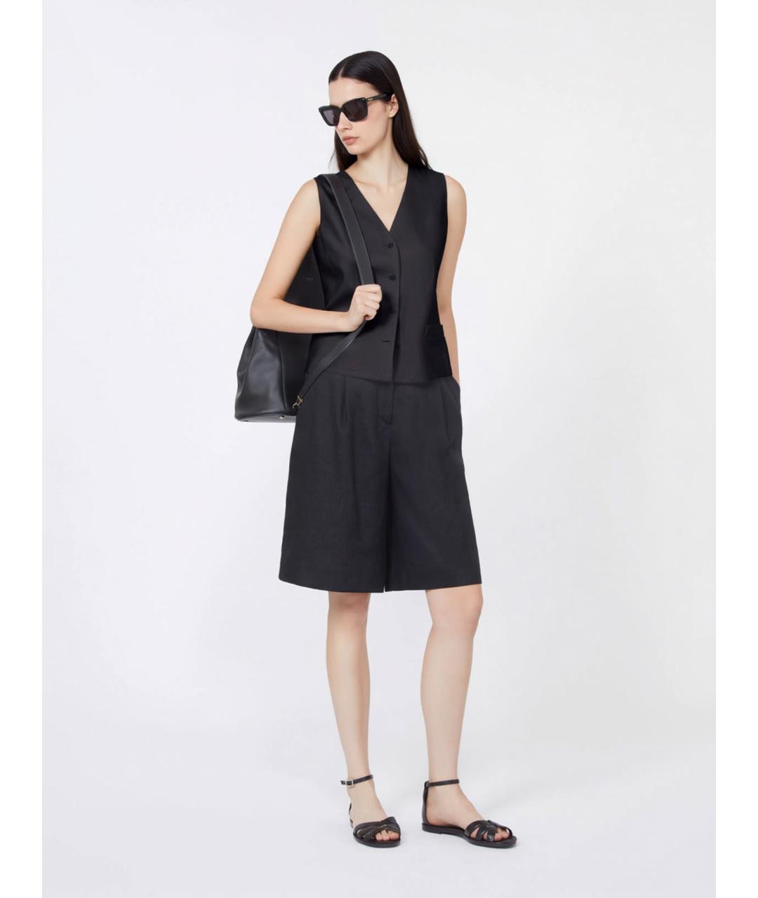 MAX MARA STUDIO Черные льняные шорты, фото 2