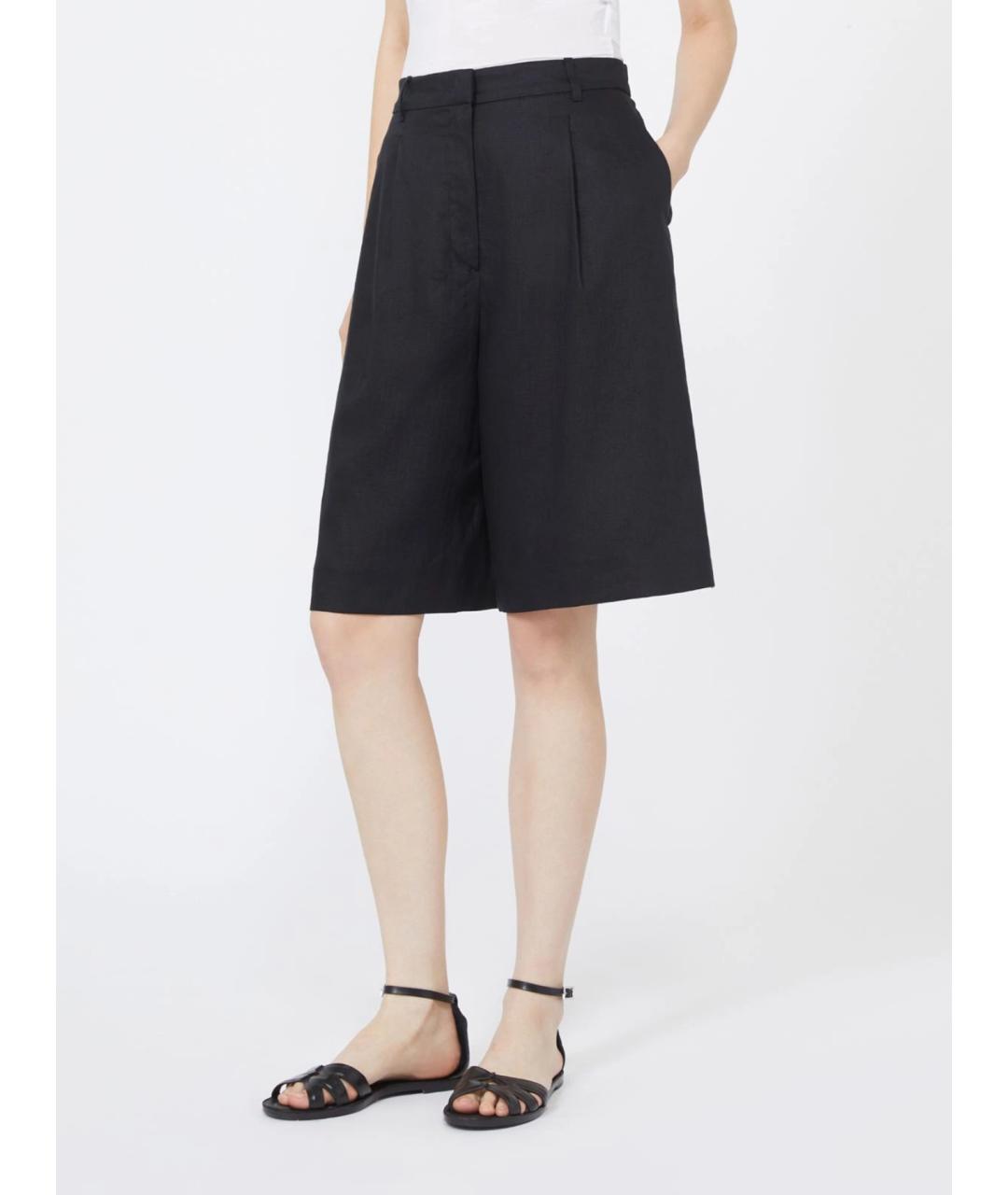 MAX MARA STUDIO Черные льняные шорты, фото 3
