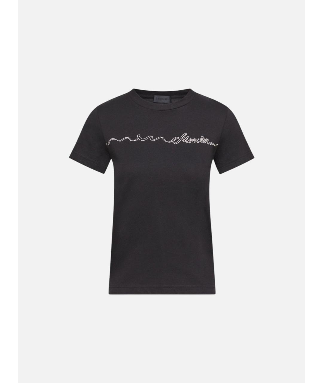 MONCLER Черная хлопковая футболка, фото 4