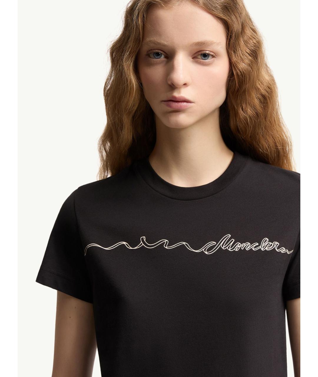 MONCLER Черная хлопковая футболка, фото 3