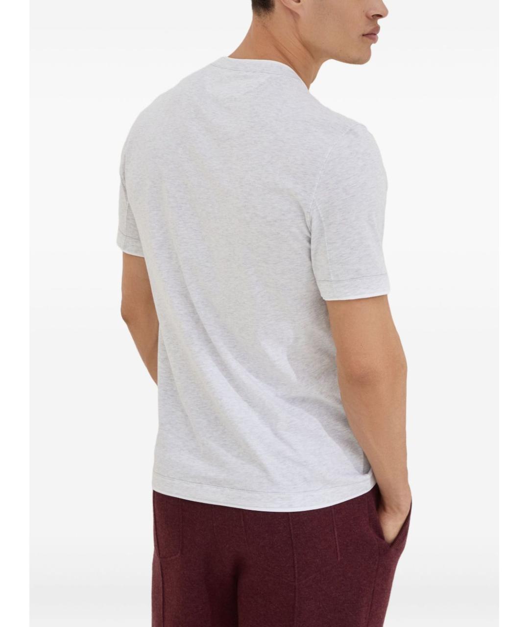 BRUNELLO CUCINELLI Белая хлопковая футболка, фото 4