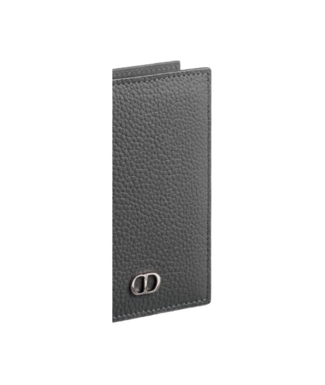 CHRISTIAN DIOR Серый кожаный кардхолдер, фото 4