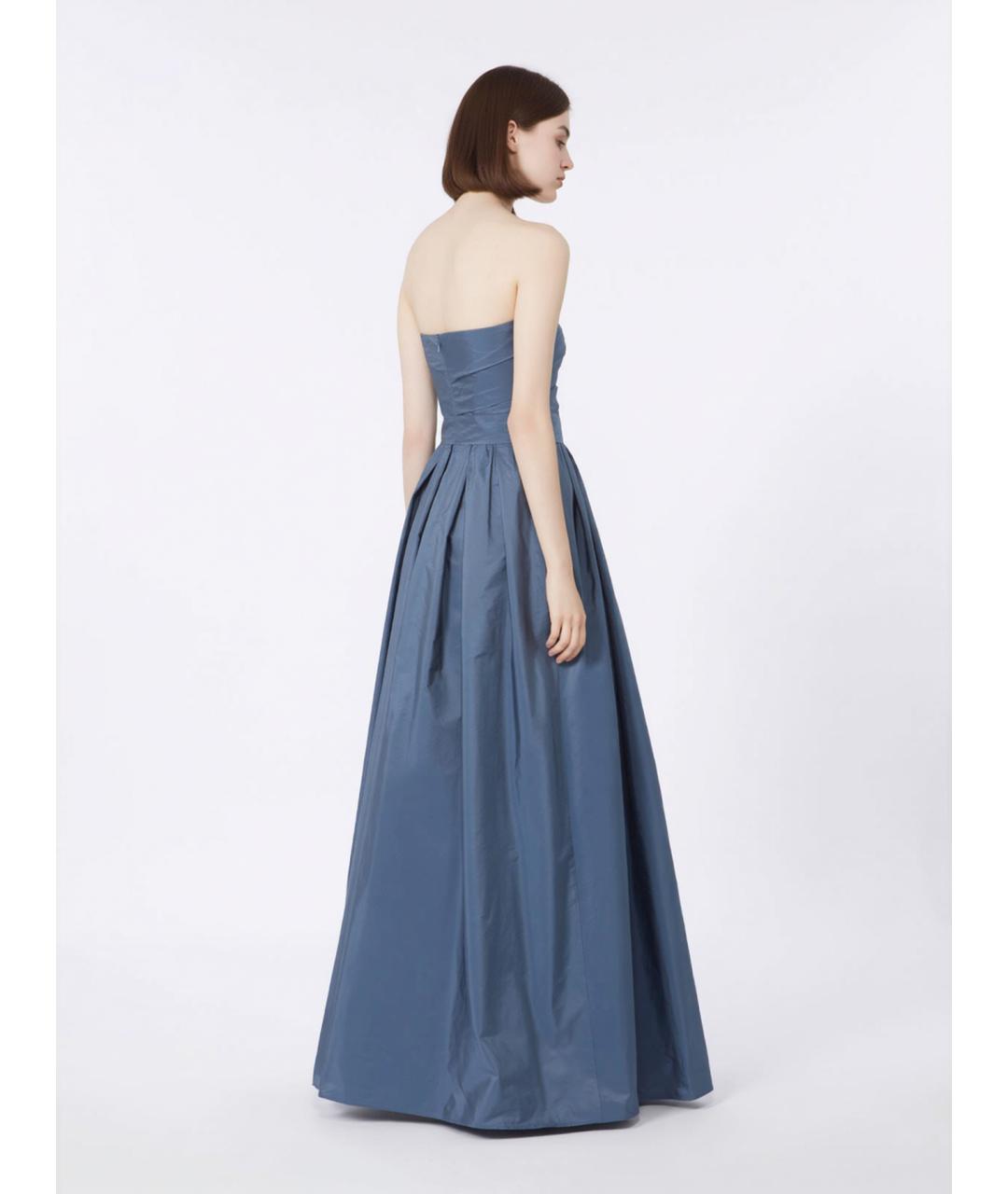 MAX MARA STUDIO Синее полиэстеровое вечернее платье, фото 3