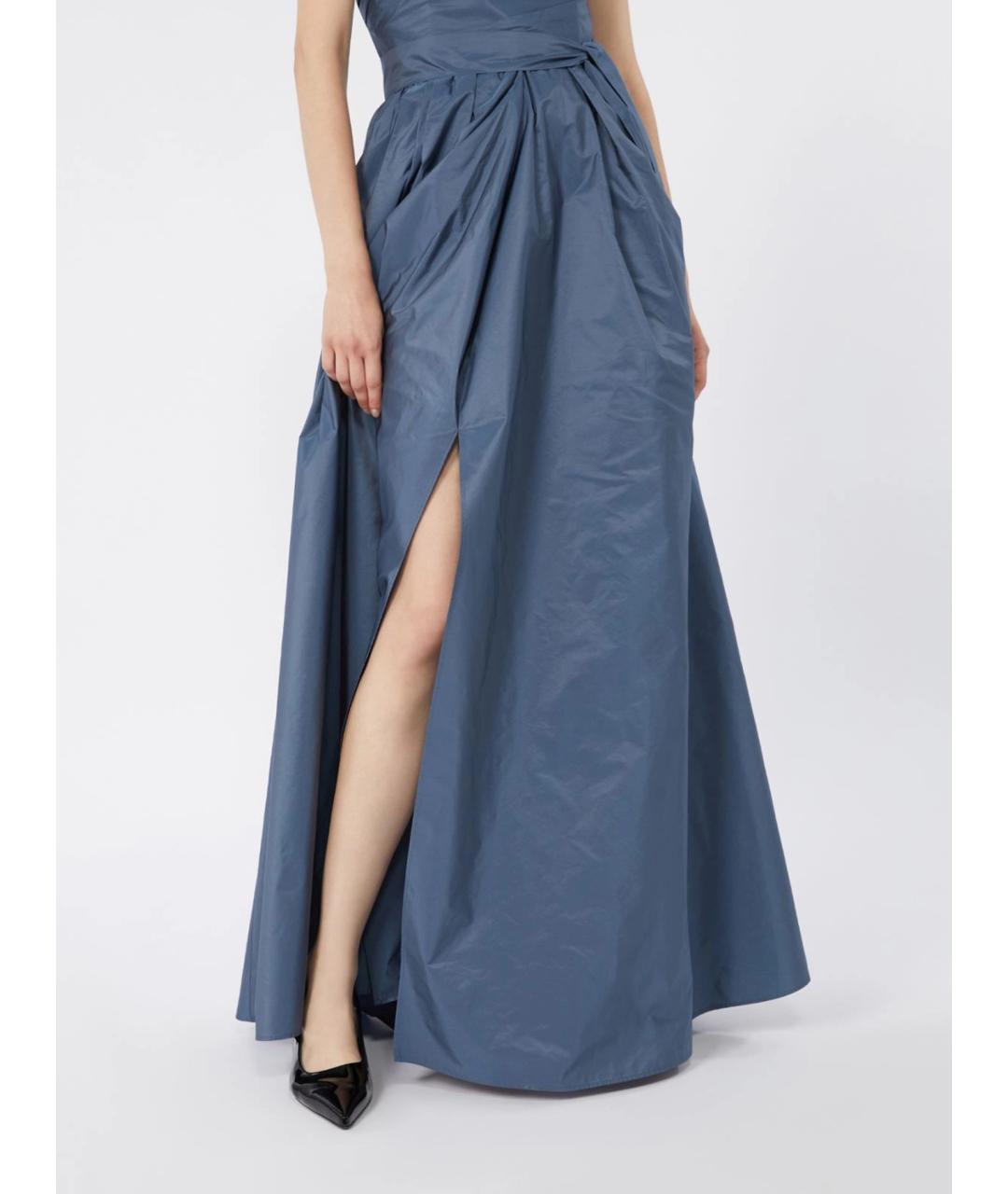 MAX MARA STUDIO Синее полиэстеровое вечернее платье, фото 5