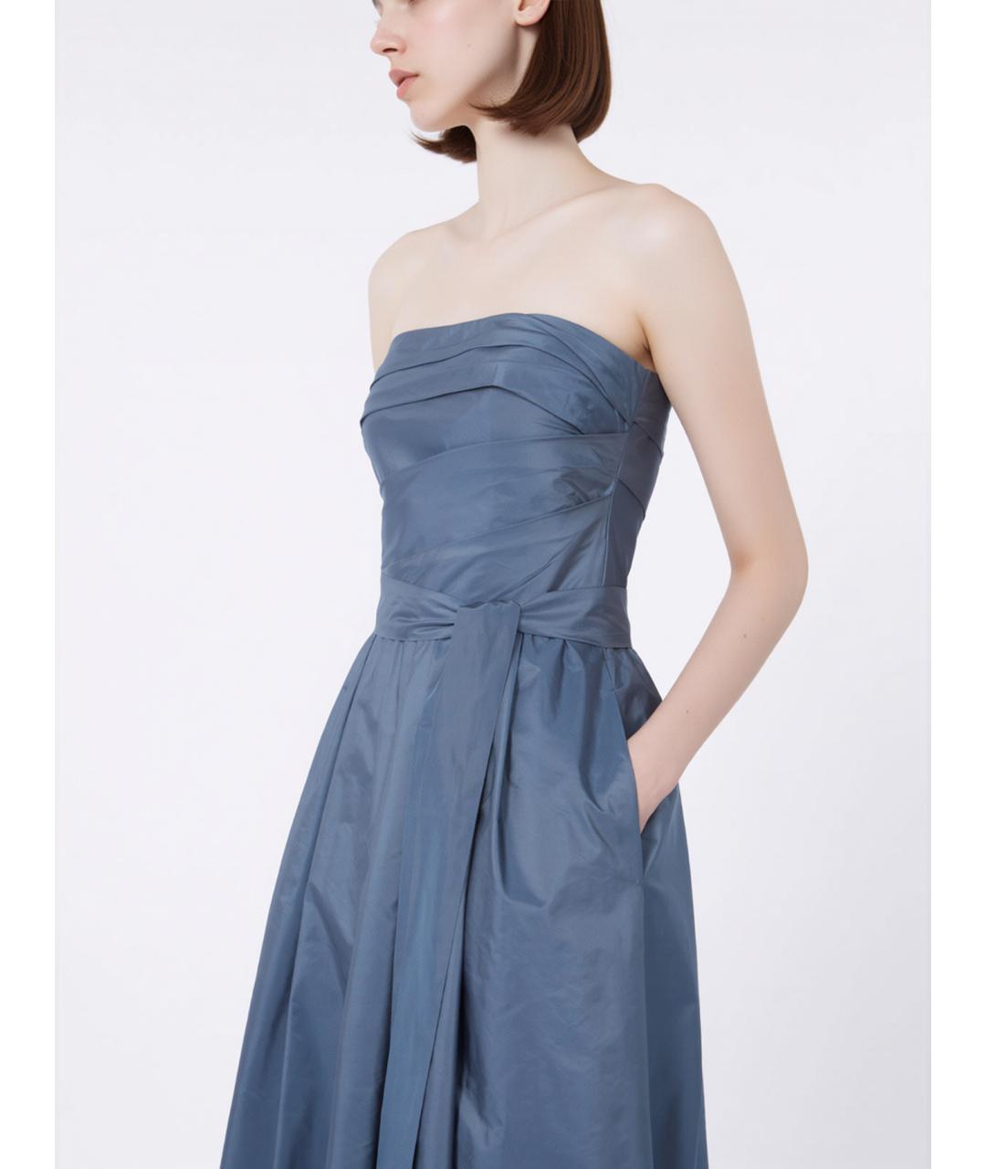 MAX MARA STUDIO Синее полиэстеровое вечернее платье, фото 4