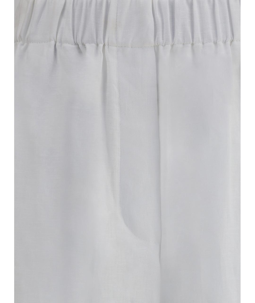 LORO PIANA Белые льняные прямые брюки, фото 3