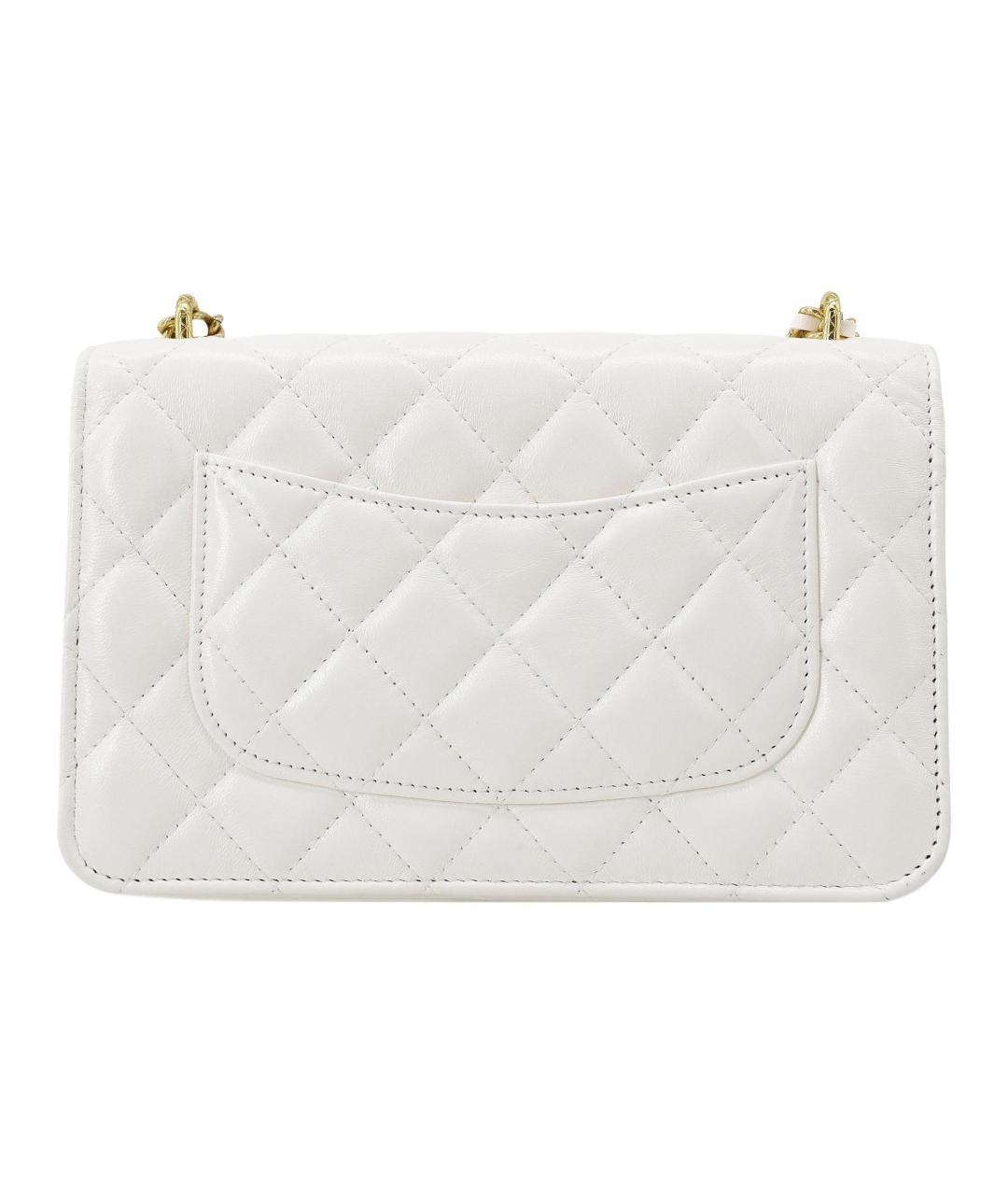 CHANEL Белая кожаная сумка через плечо, фото 3