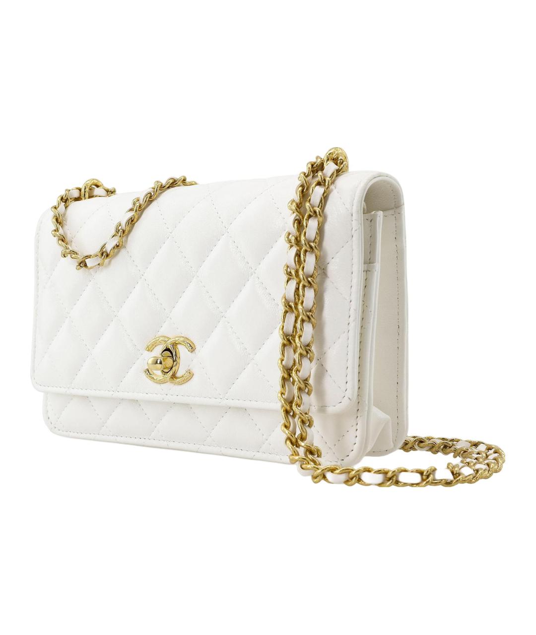 CHANEL Белая кожаная сумка через плечо, фото 2