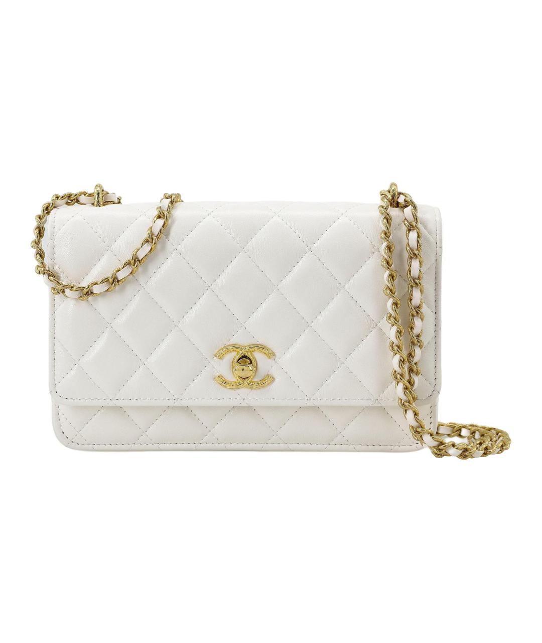 CHANEL Белая кожаная сумка через плечо, фото 1