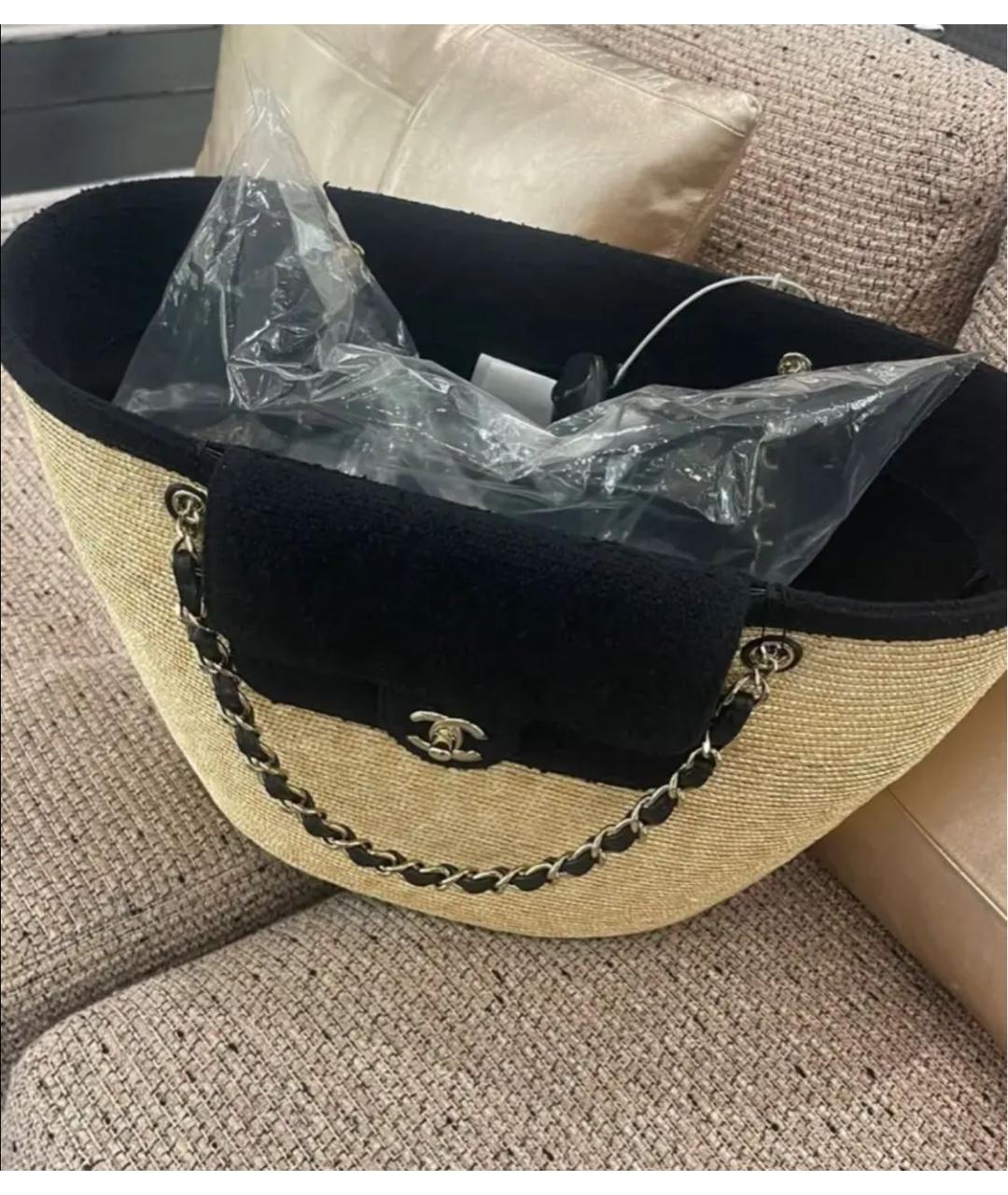 CHANEL Бежевая пелетеная пляжная сумка, фото 3