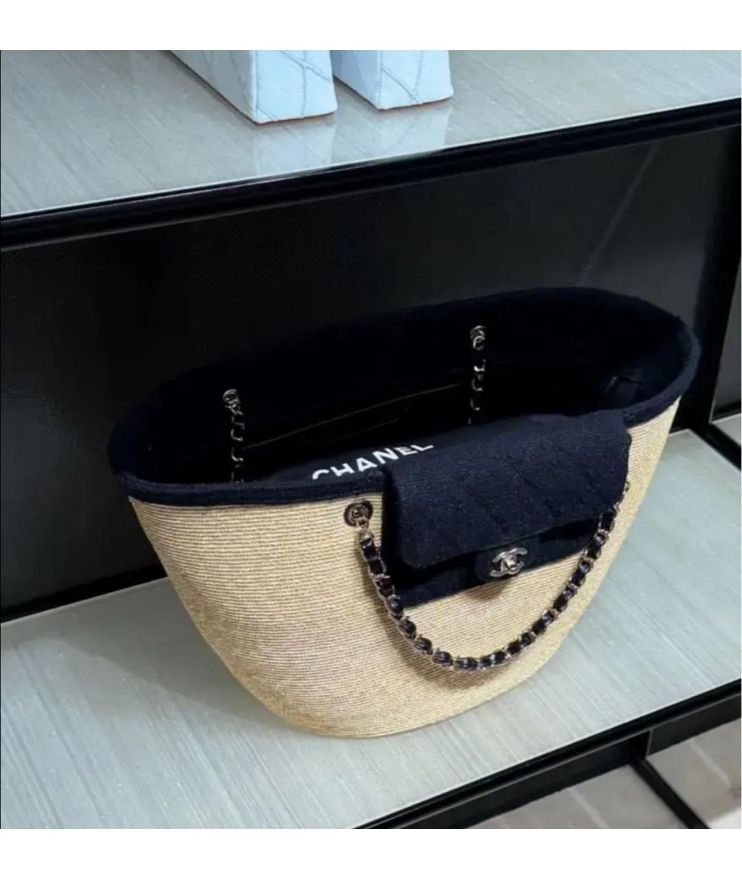 CHANEL Бежевая пелетеная пляжная сумка, фото 4