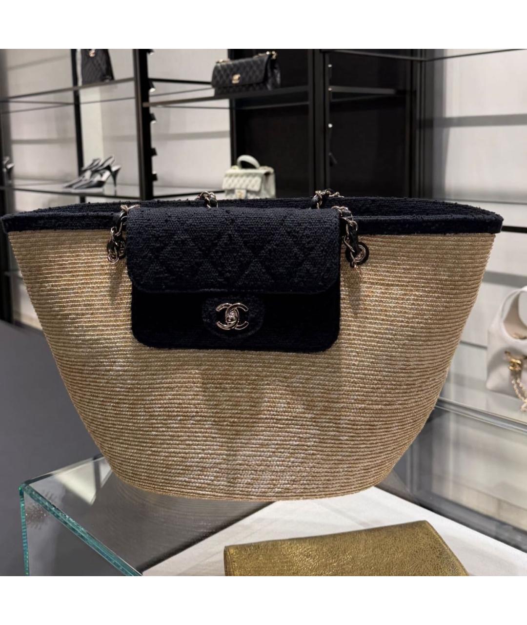 CHANEL Бежевая плетеная пляжная сумка, фото 3