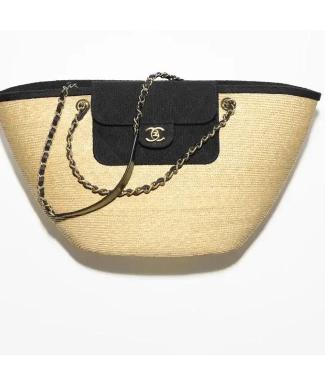 CHANEL Бежевая пелетеная пляжная сумка, фото 5