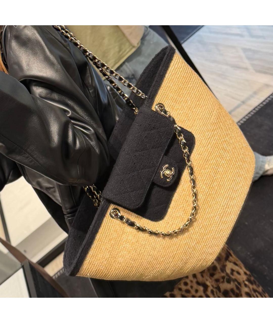 CHANEL Бежевая плетеная пляжная сумка, фото 7