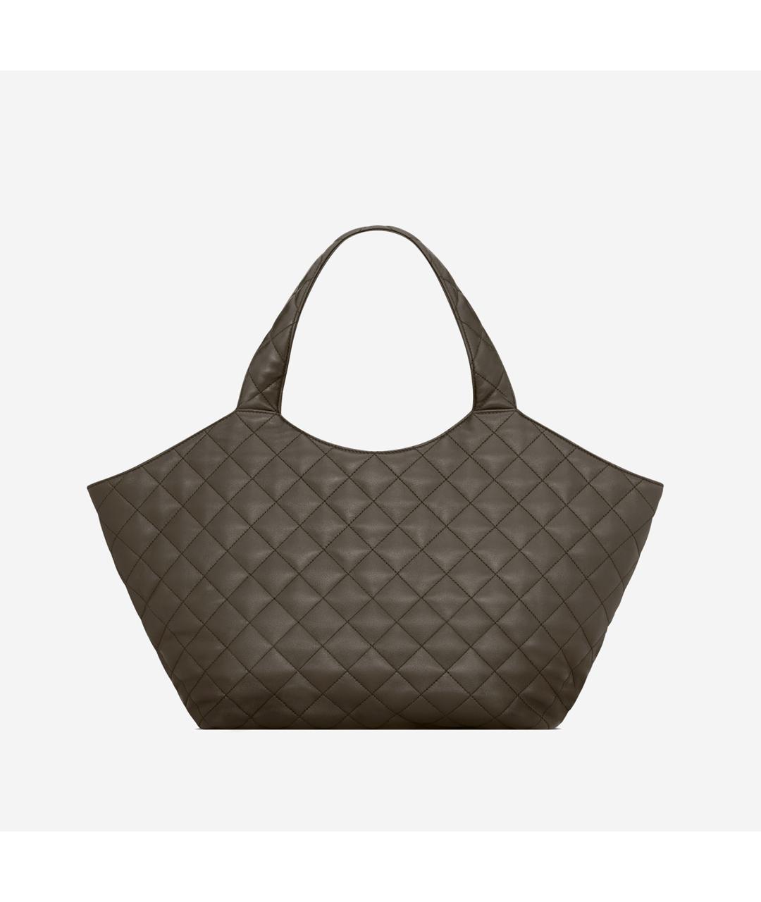 SAINT LAURENT Хаки кожаная сумка тоут, фото 4