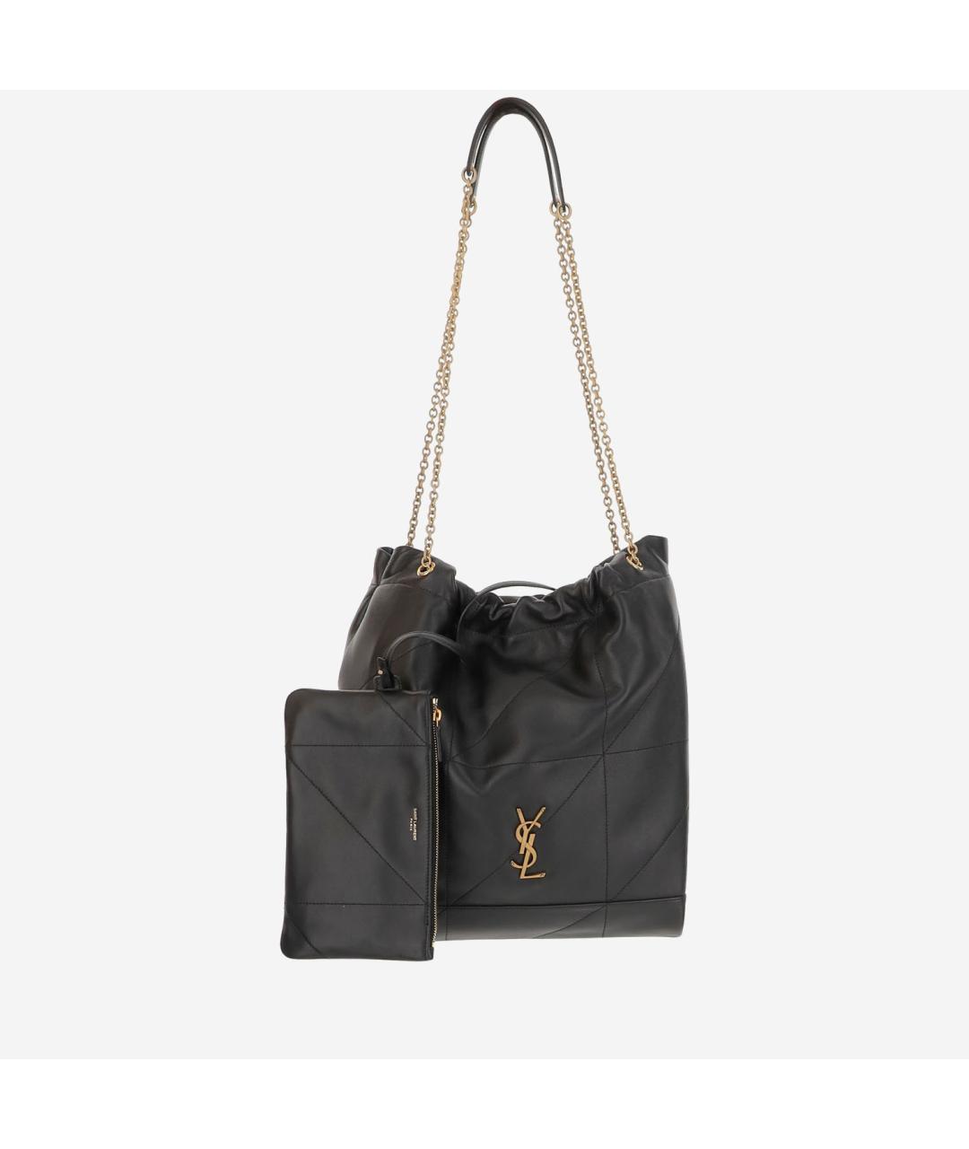 SAINT LAURENT Черная кожаная сумка тоут, фото 4