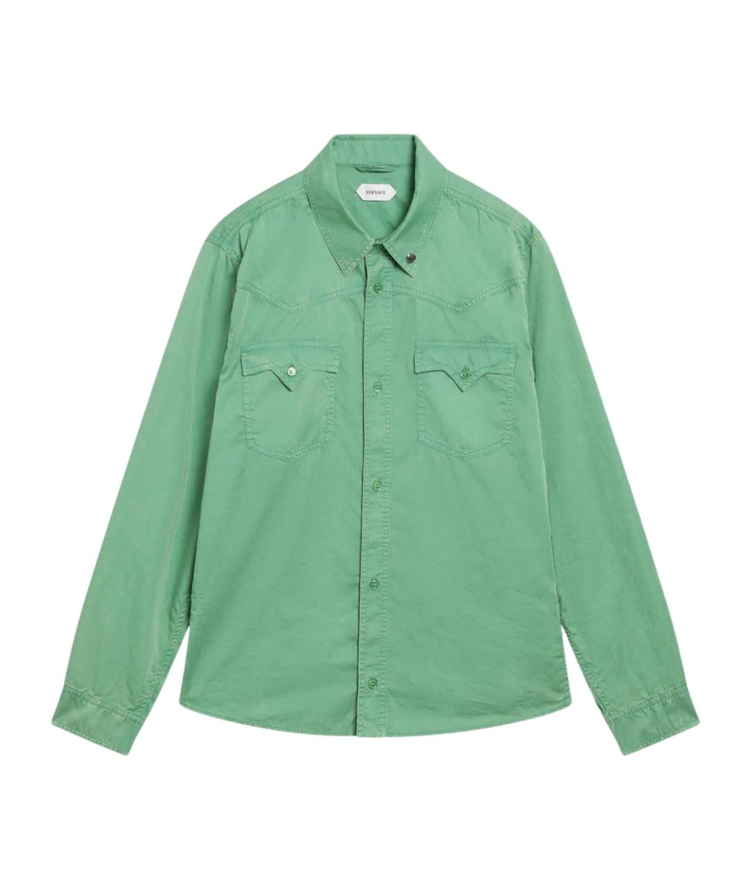 VERSACE Зеленая хлопковая кэжуал рубашка, фото 1
