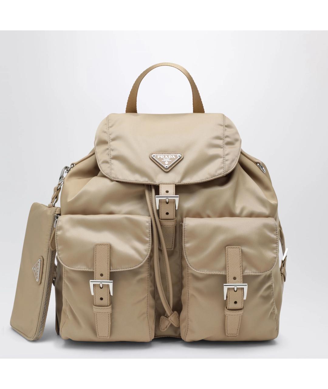 PRADA Бежевый тканевый рюкзак, фото 3