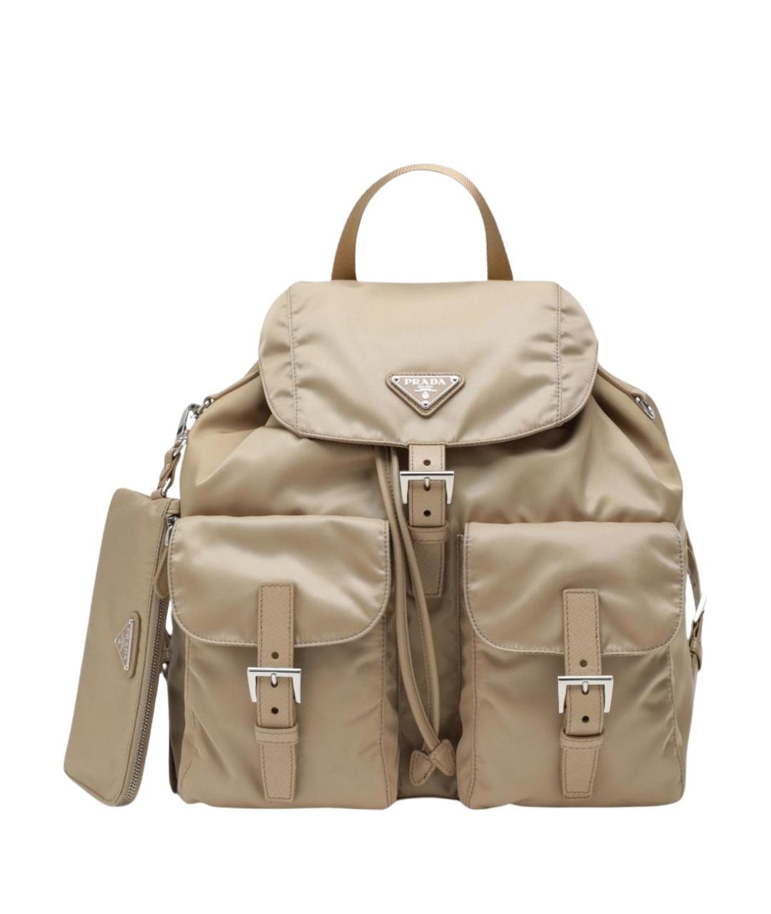 PRADA Бежевый тканевый рюкзак, фото 1