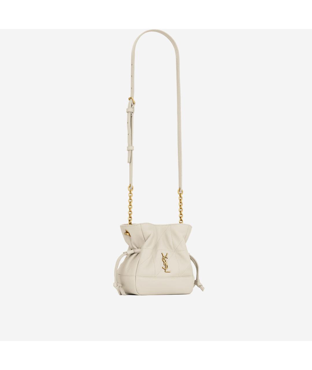 SAINT LAURENT Белая кожаная сумка через плечо, фото 2