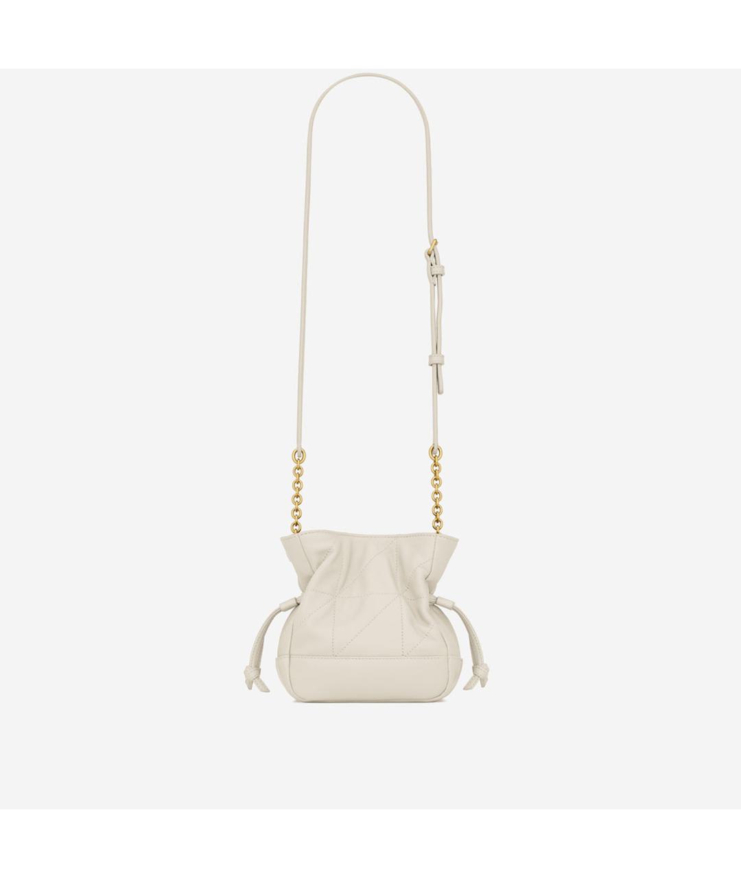 SAINT LAURENT Белая кожаная сумка через плечо, фото 3