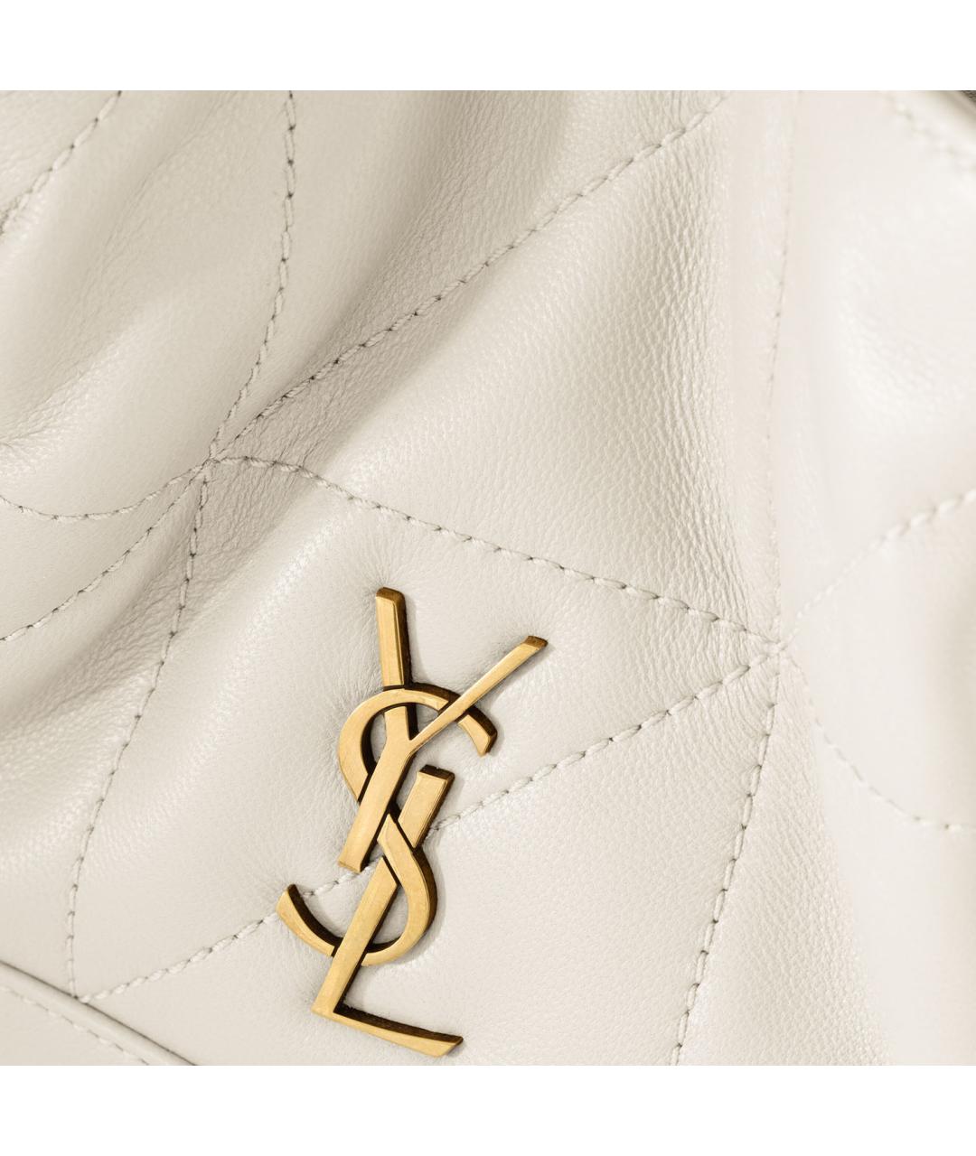 SAINT LAURENT Белая кожаная сумка через плечо, фото 4