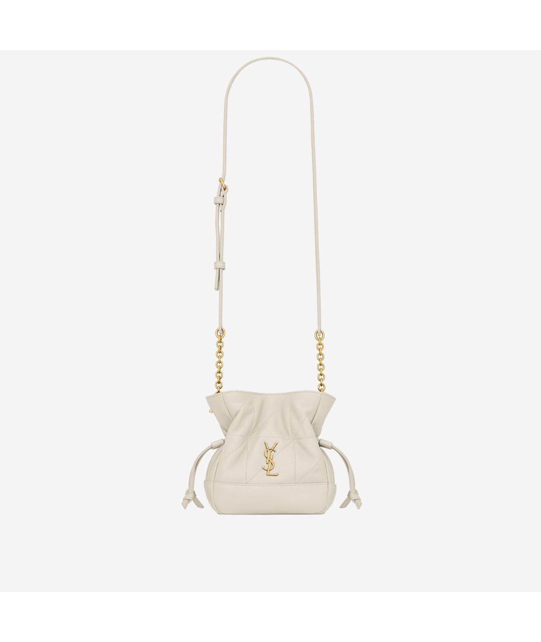 SAINT LAURENT Белая кожаная сумка через плечо, фото 1