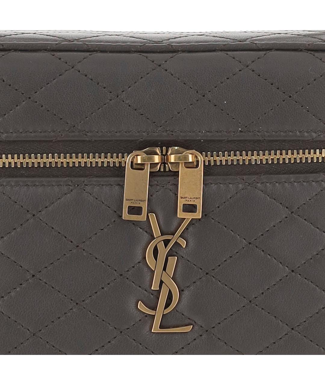 SAINT LAURENT Серая кожаная сумка тоут, фото 5