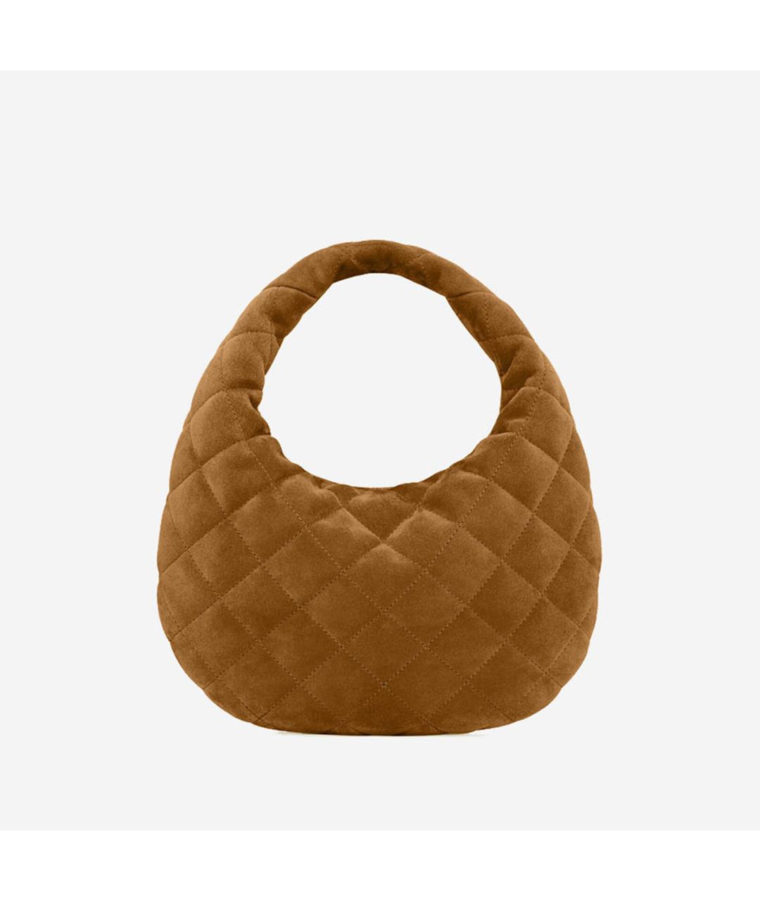 SAINT LAURENT Коричневая замшевая сумка с короткими ручками, фото 3
