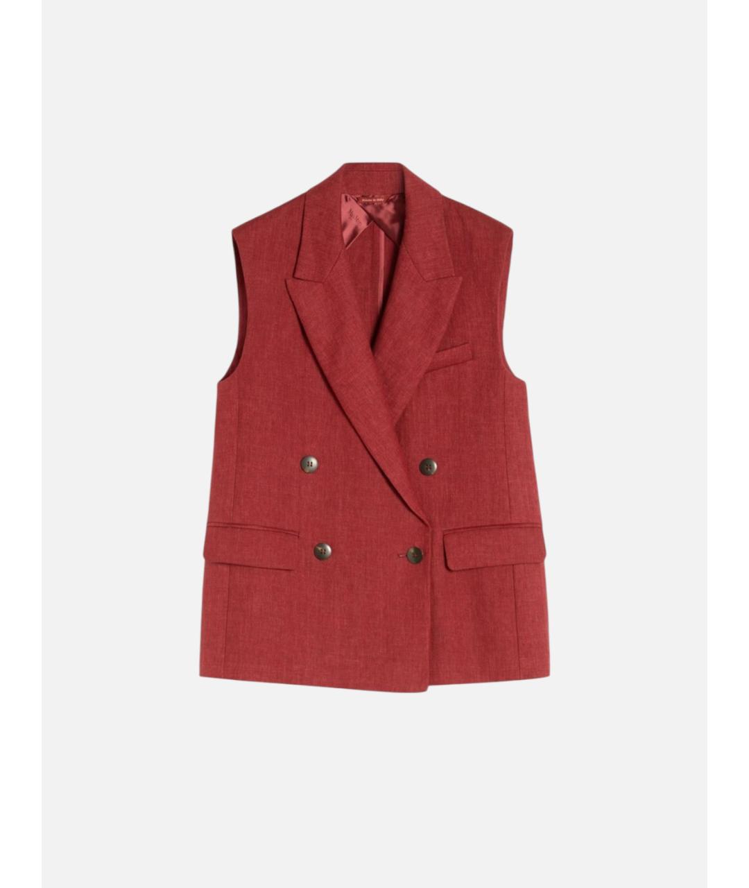 MAX MARA STUDIO Бордовый льняной жилет, фото 6