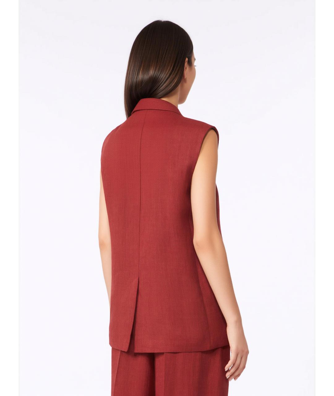 MAX MARA STUDIO Бордовый льняной жилет, фото 4