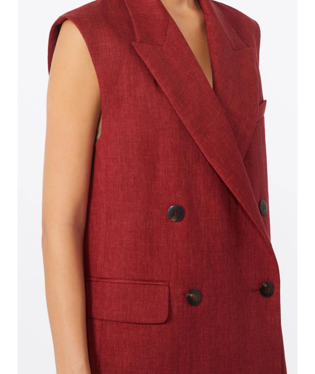 MAX MARA STUDIO Бордовый льняной жилет, фото 5