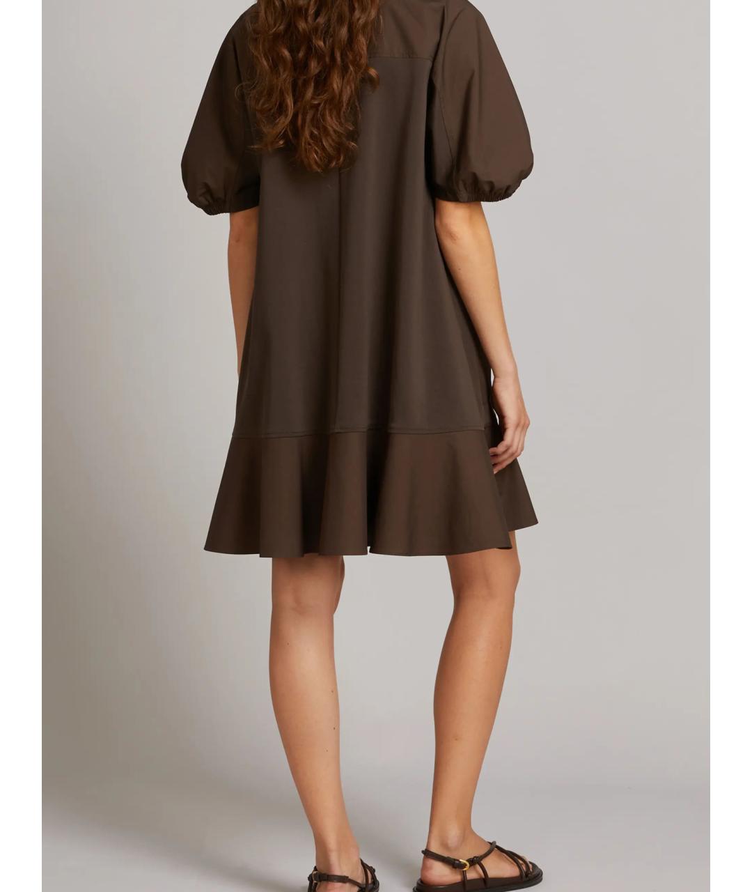 MAX MARA STUDIO Коричневое хлопковое повседневное платье, фото 2