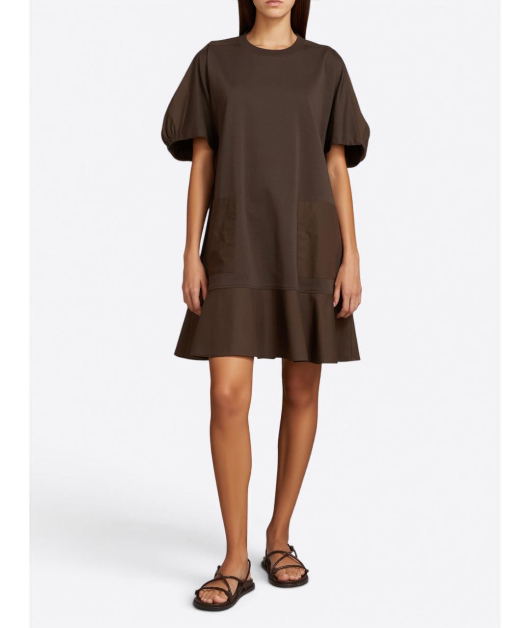 MAX MARA STUDIO Коричневое хлопковое повседневное платье, фото 3