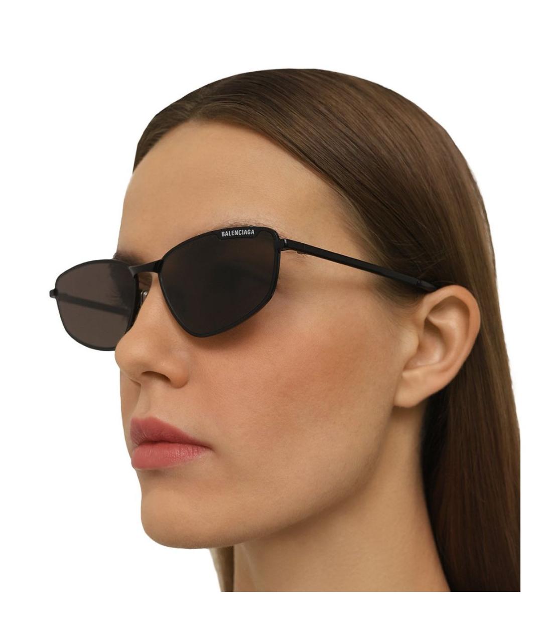 BALENCIAGA Черные металлические солнцезащитные очки, фото 4
