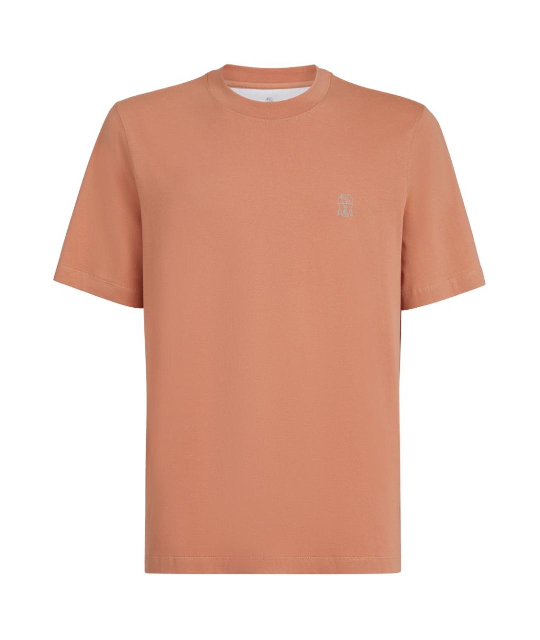 BRUNELLO CUCINELLI Оранжевая хлопковая футболка, фото 1