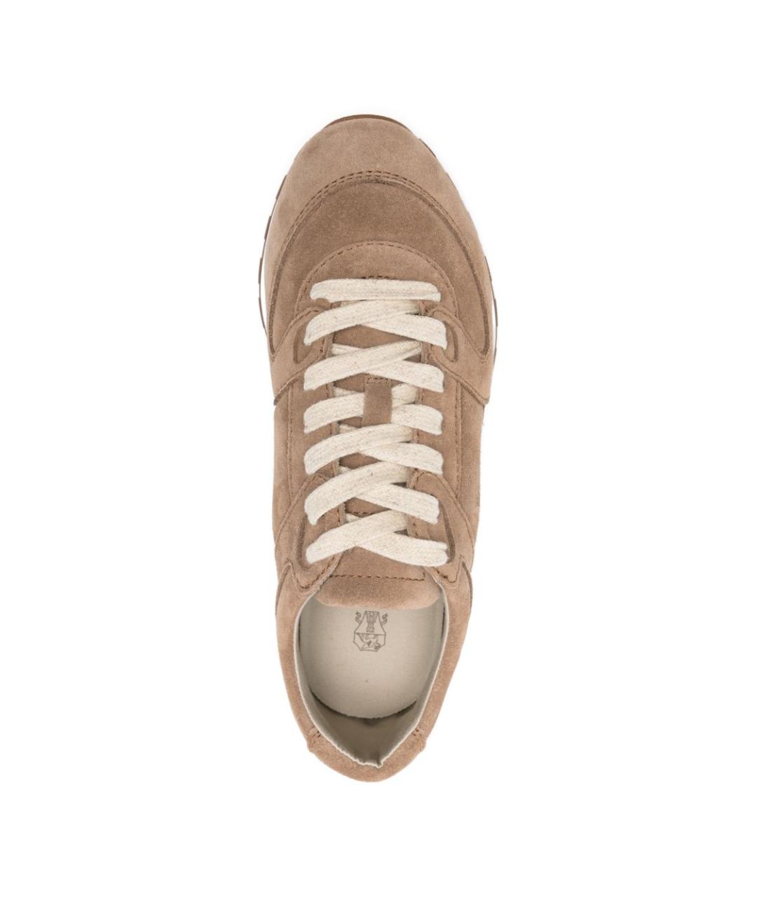 BRUNELLO CUCINELLI Бежевые замшевые кроссовки, фото 4