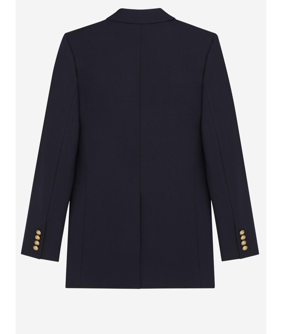 SAINT LAURENT Темно-синий шерстяной жакет/пиджак, фото 2